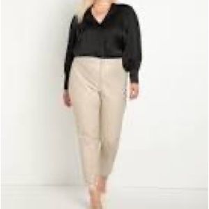 Eloquii faux leather cream slender slacks